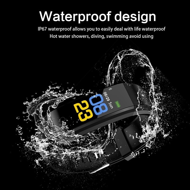 115 Plus Waterproof Smart Watch Sport Smart Bracelet Heart Rate Blood Pressure Monitor Fitness Tracker for Android and IOS