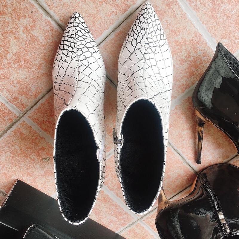 SIMLOVEYO size 44 45 ankle boots for women pointed toe thin high heels booties zipper leopard print party gradient bottes botas