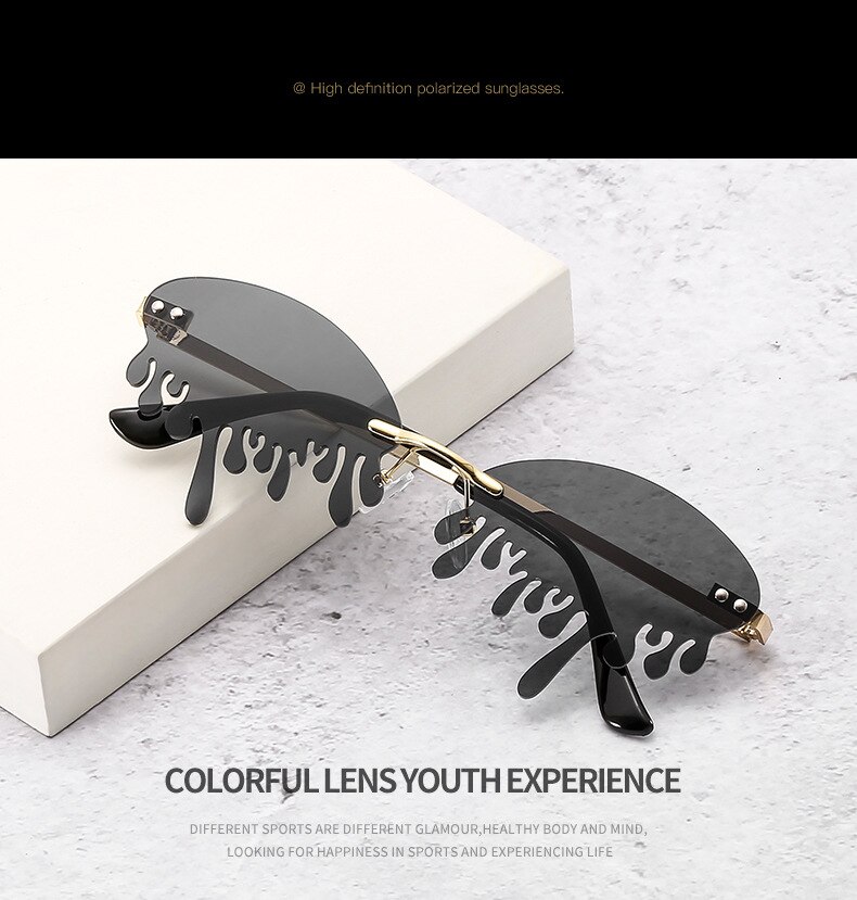 Hot sale Fashion Water drop Sunglasses Women Rimless Wave Punk Sun Glasses Luxury Trending Sunglasses Streetwear Gafas Shades Hot sale Fashion Water drop Sunglasses Women Rimless Wave Punk Sun Glasses Luxury Trending Sunglasses Streetwear Gafas Shades