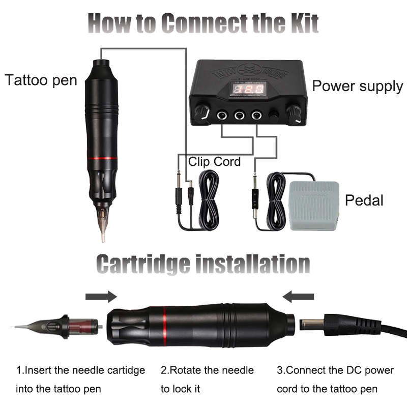 Tattoo Machine Kits Tattoo Power Supply Rotary Pen With Cartridges Needles Permanent Makeup Machine For Tattoo Beginners Artist