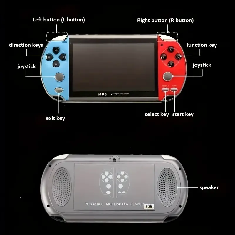 X7 Handheld Game 4.3 Inch HD Large 8G Screen Classic Game Retro Console Built-in 10000 Games Mini Handheld MP5 Video Game